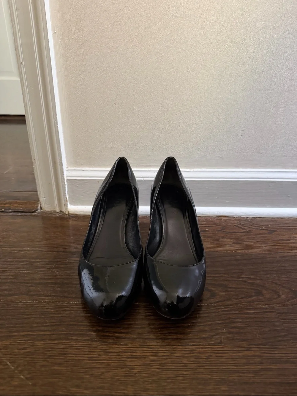 Cole Haan Black Patent Mid Heel Pumps